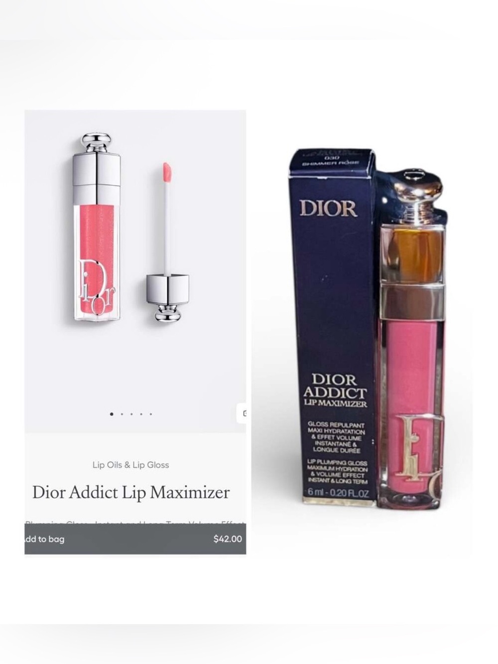Dior Addict Lip Maximizer Plumping Gloss - 030 Shimmer Rose. NIB! MSRP$42